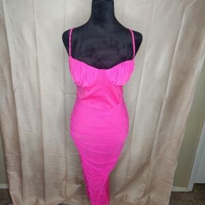 Fashion Nova Vibrant Pink Strapless Dress